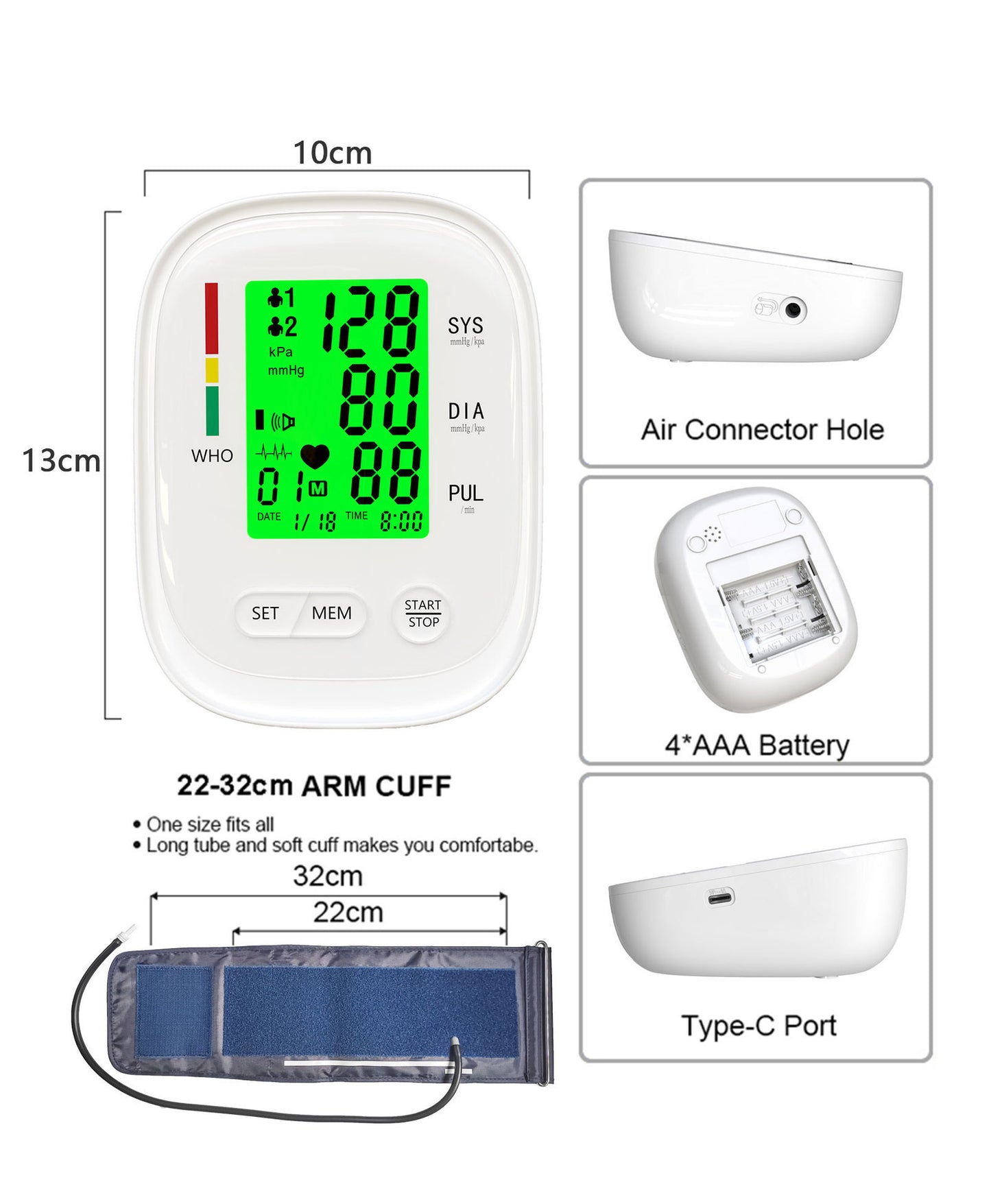 Upper Arm Blood Pressure Meter Household Health Measuring Instrument
