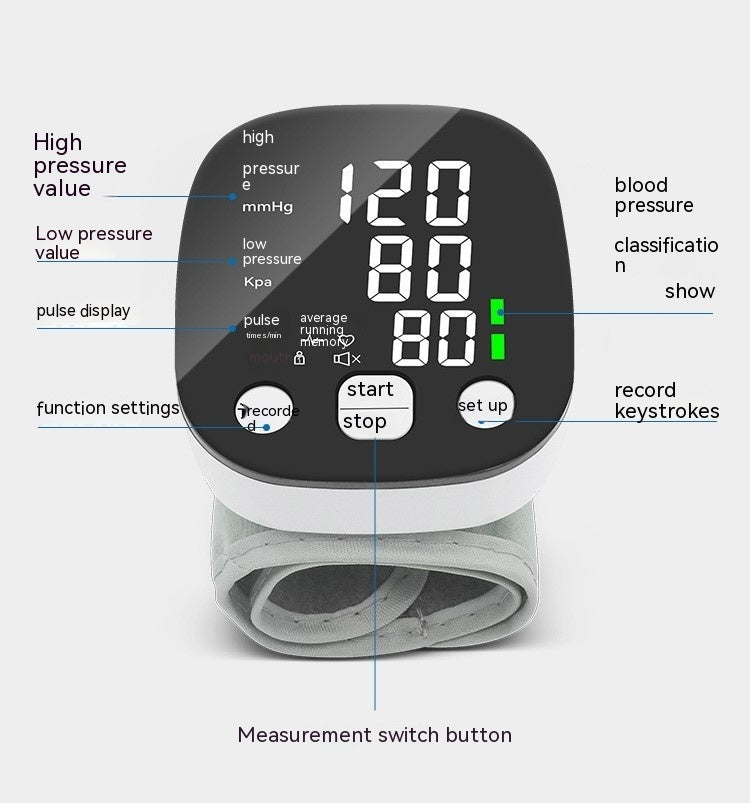 Wrist Electronic Blood Pressure Health Measuring Instrument