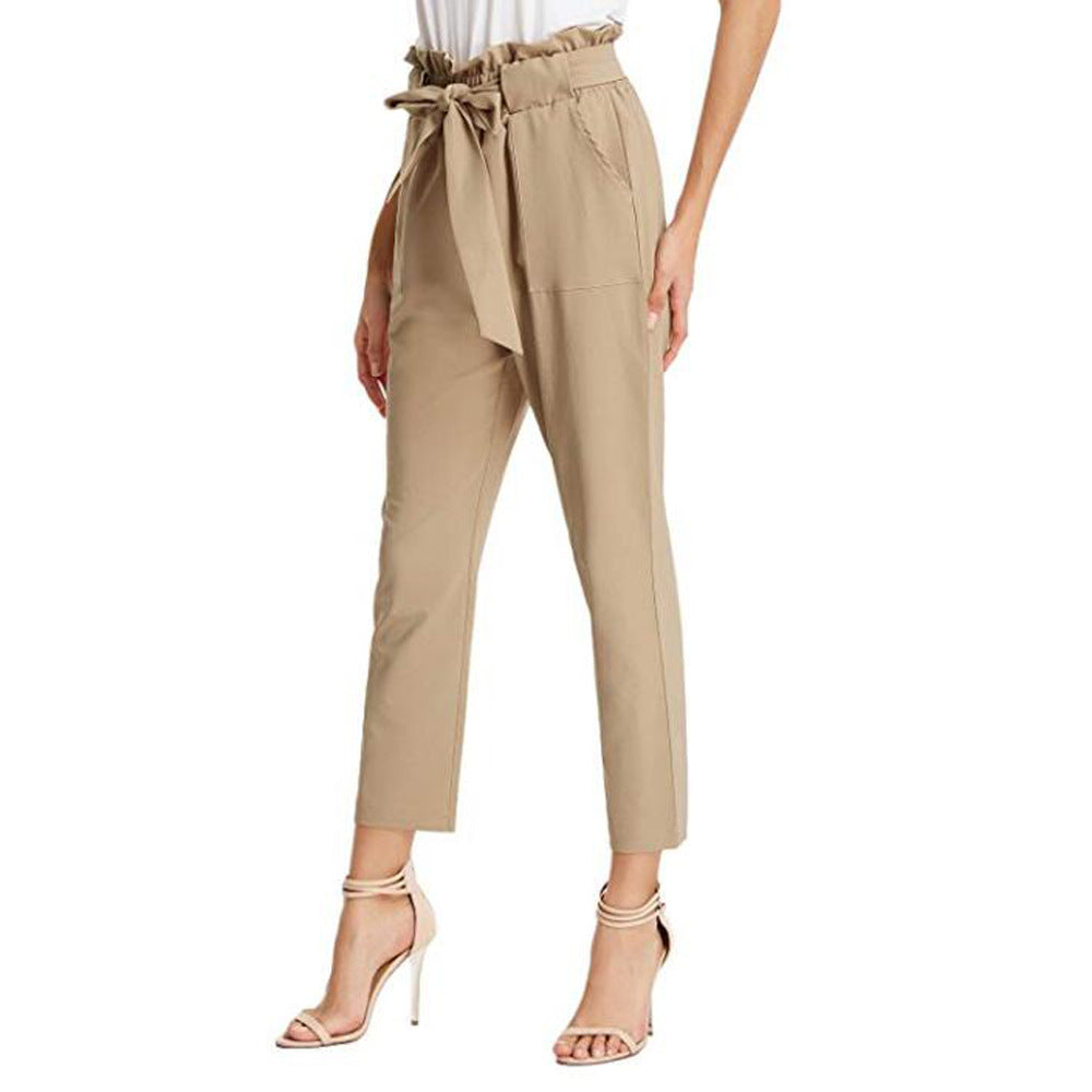 Women'S Fashion Casual Pants Hot Sale Pleated Bandage Cropped Trousers Women