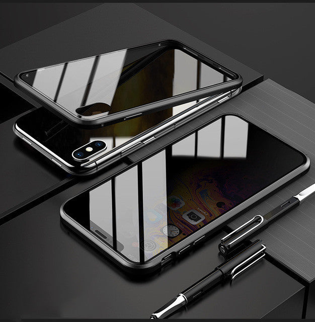 Anti-peep Magnetic Protective Shell Magnetic Privacy Glass Case For Phone