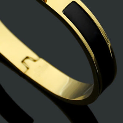 8mm Wide Enamel Titanium Steel Gold Plated H Bracelet Women